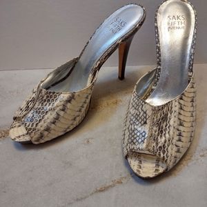 Saks Fifth Avenue Snakeskin Stiletto Pumps, 9 1/2
